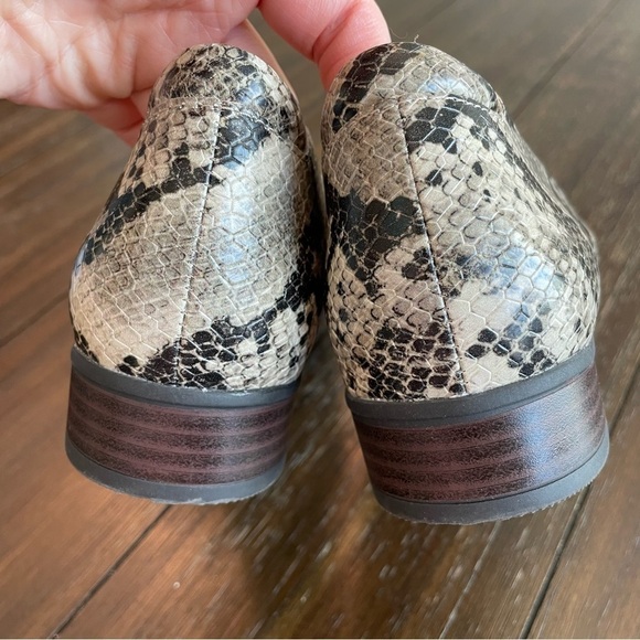 Clarks Collection Juliet Palm Heeled Loafers in Taupe Snake Faux Leather - Picture 3 of 8